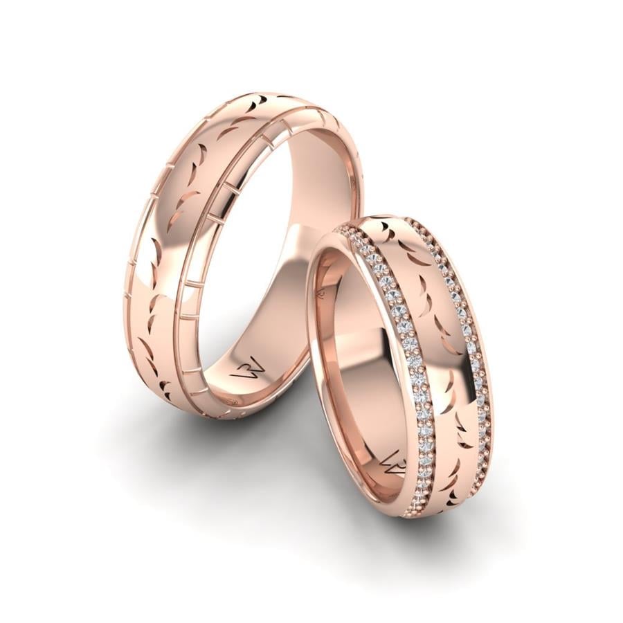 Modern Venus Wedding Rings Rose Gold