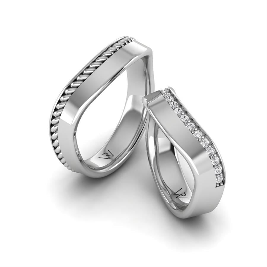 Modern wedding rings Vittoria White Gold