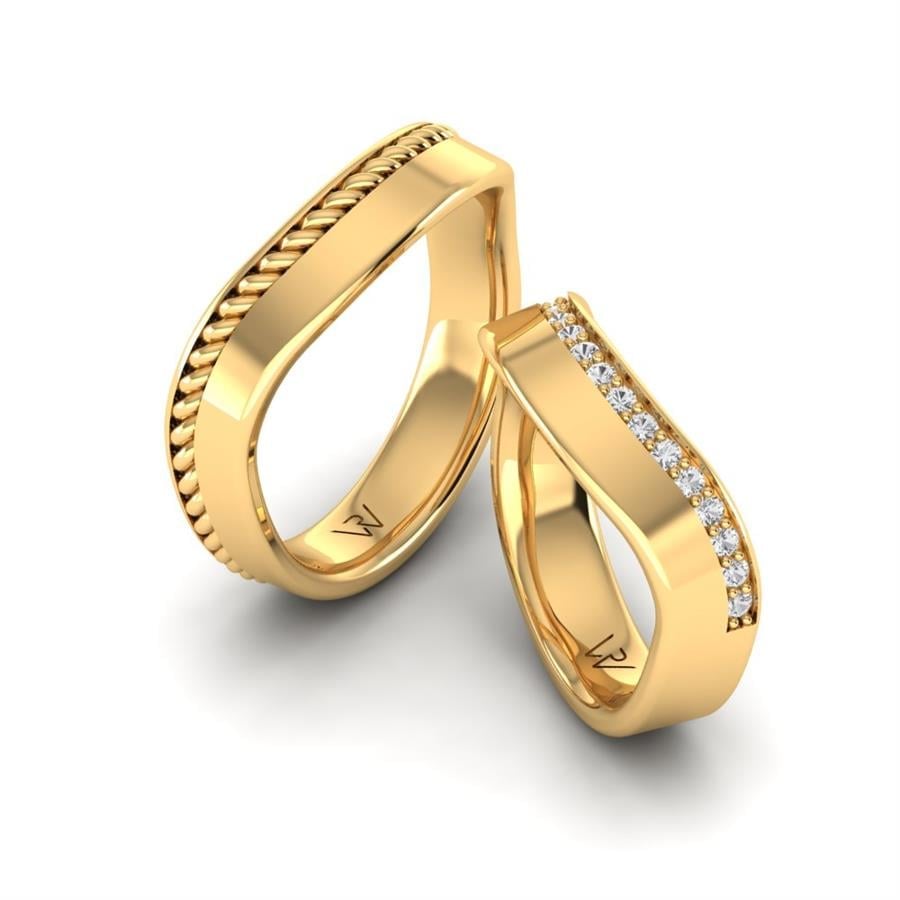 Modern wedding rings Vittoria Yellow Gold