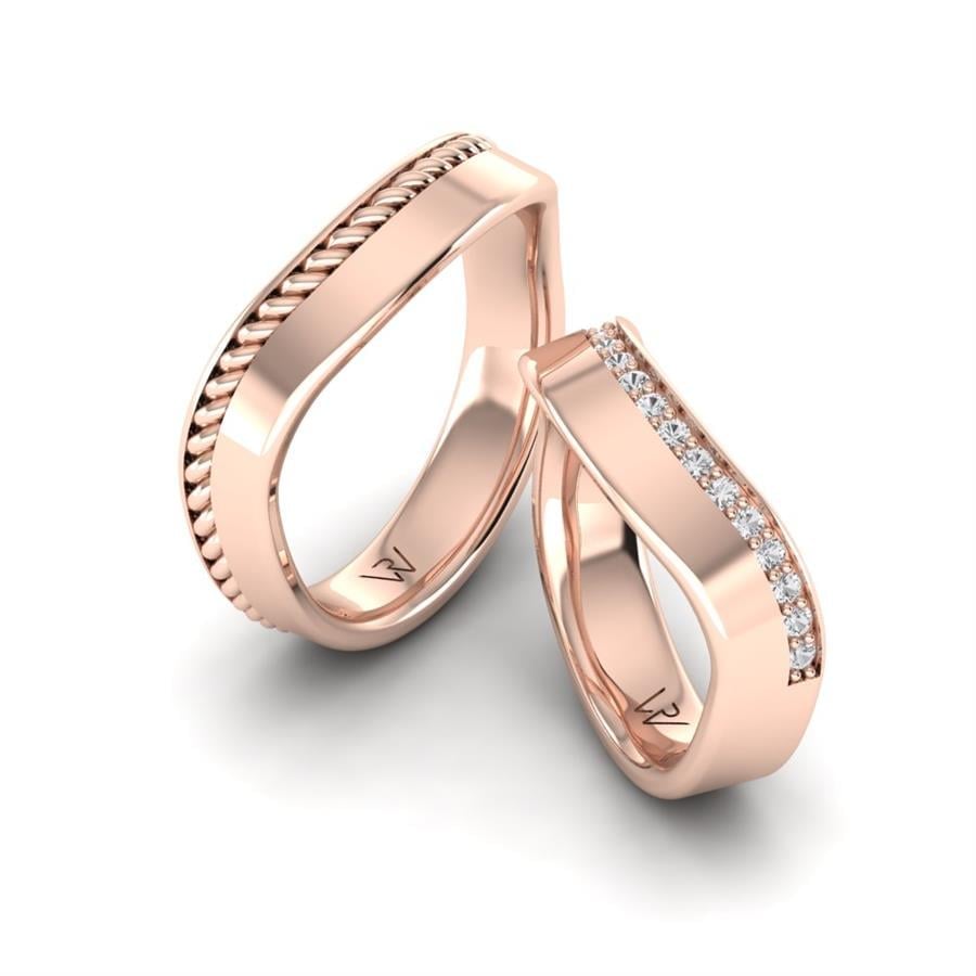 Modern wedding rings Vittoria Rose Gold