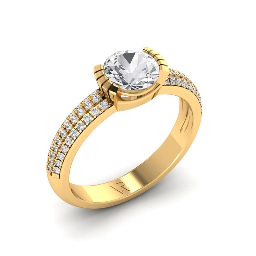 Nuance Yellow Gold Rings with 1 ct Zirconium Oxide