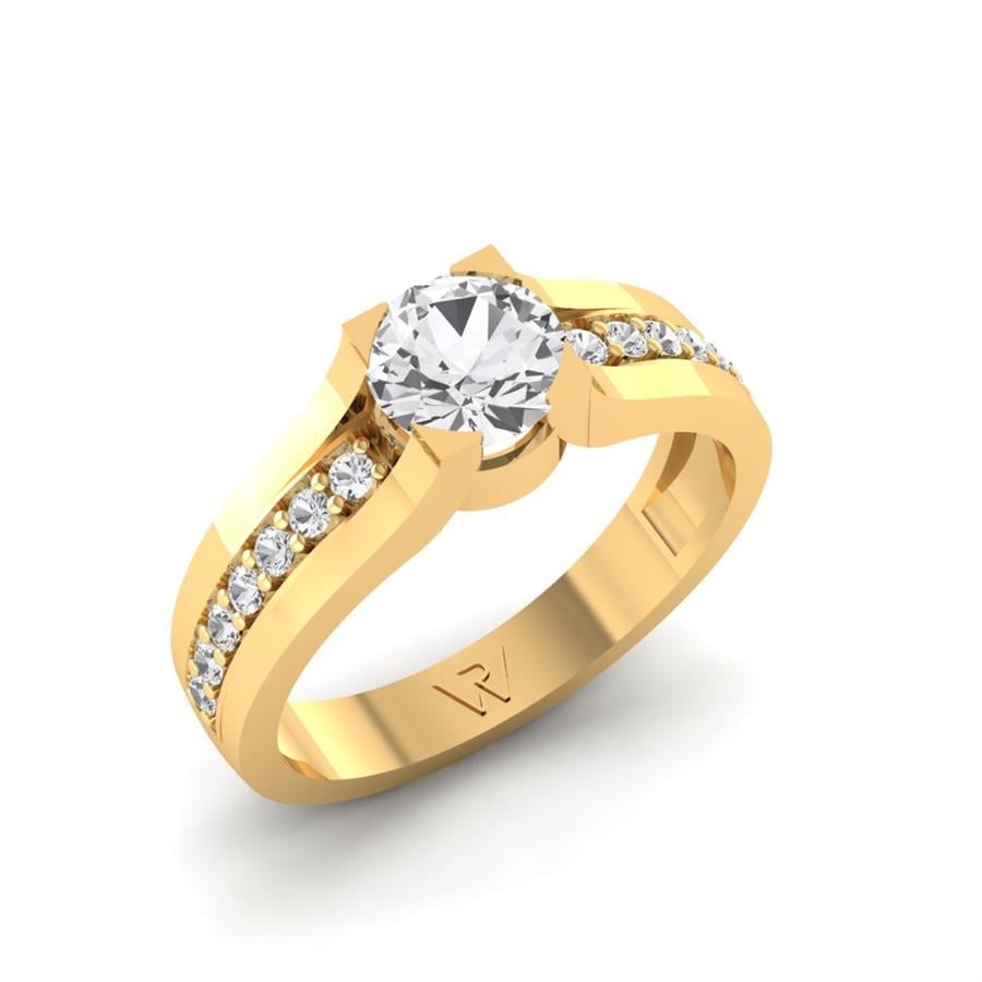 Bagues Précieuse Argent Plaqué Or Jaune Diamant 1 ct