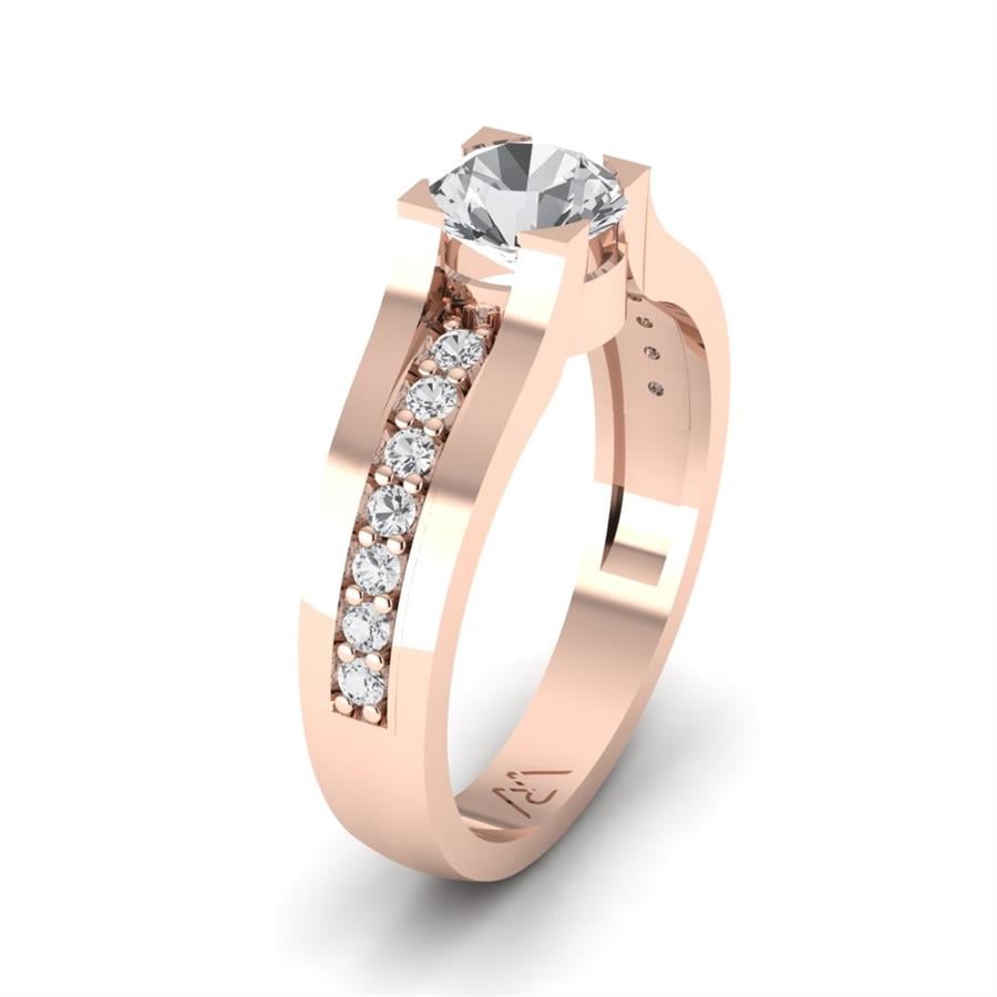 Bagues Précieuse Argent Plaqué Or Rose Diamant 1 ct