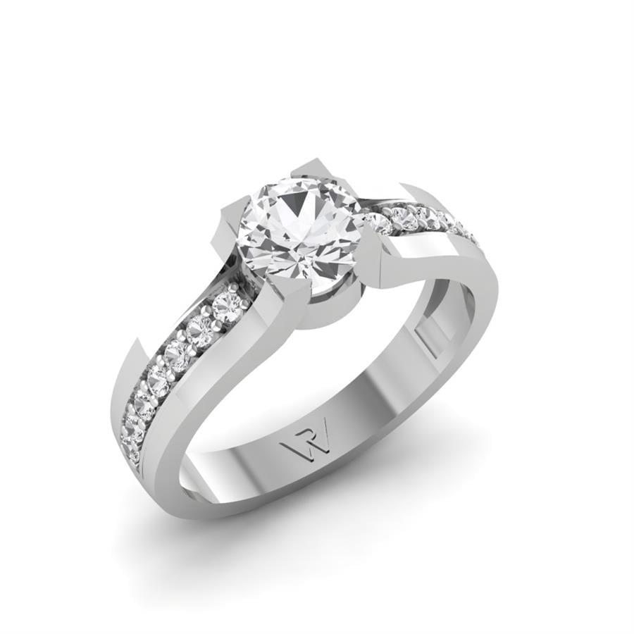 Bagues Précieuse Argent Rhodié Blanc Diamant 1 ct