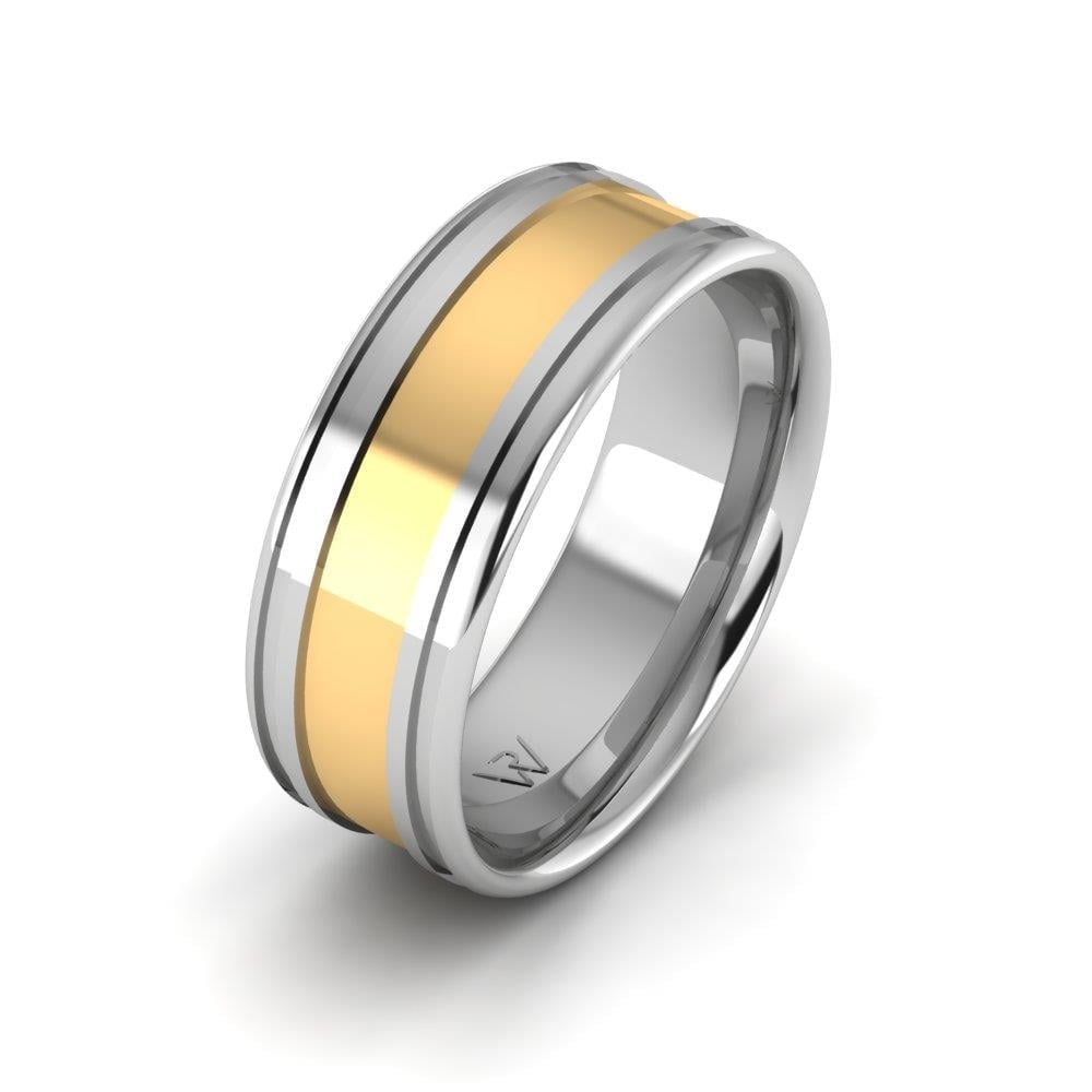 Modern wedding rings for men Blissspin White and Yellow Gold 