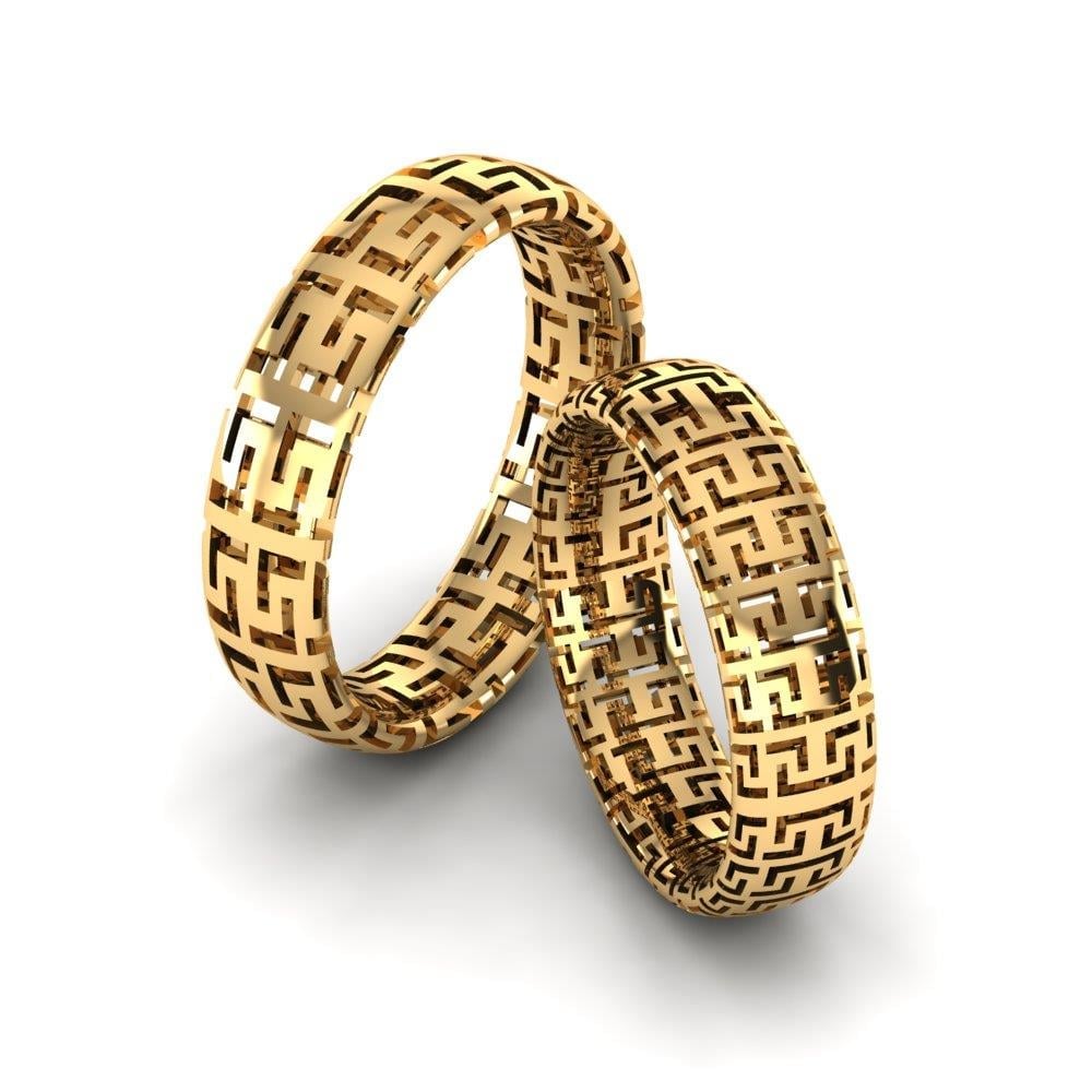Modern Bloomheart Yellow Gold Wedding Rings 