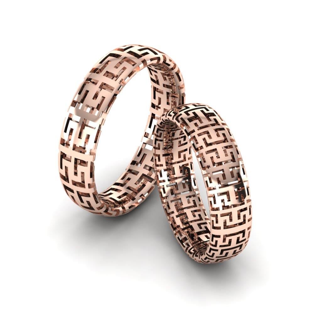 Modern Bloomheart Rose Gold Wedding Rings 