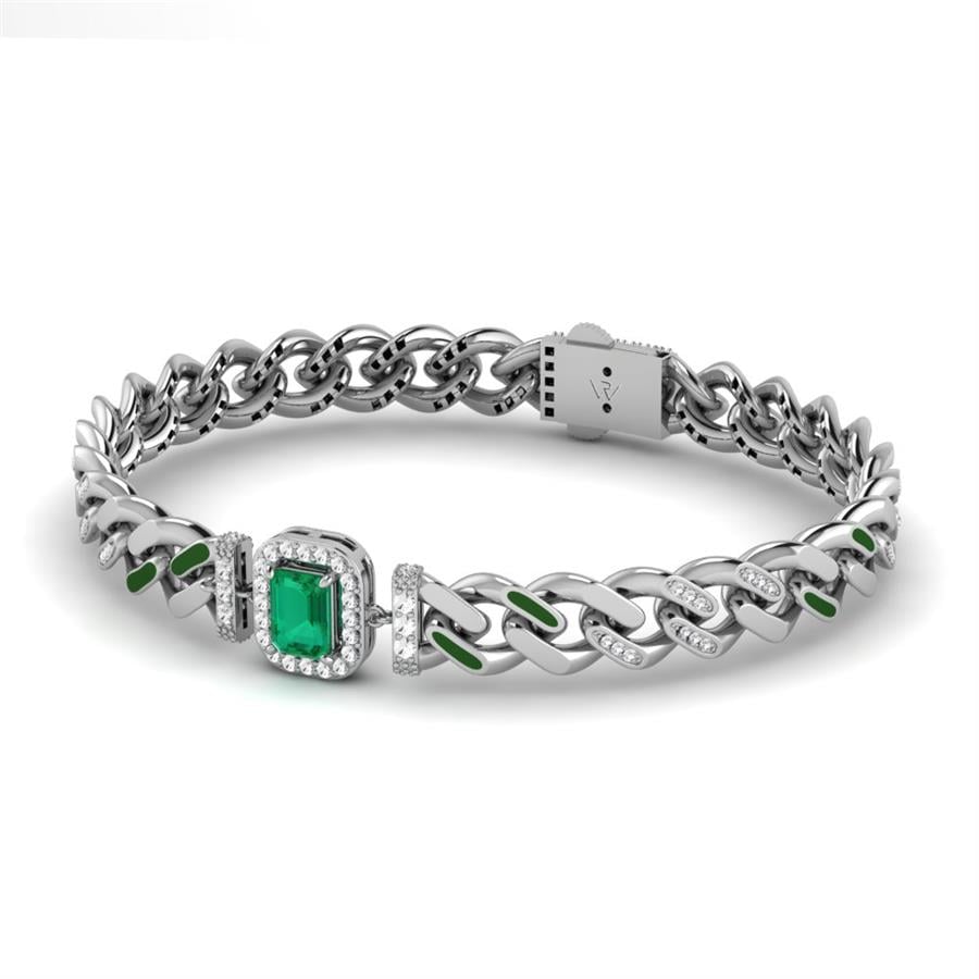 Bracelets Royal Or Blanc - Pierre Vert Émeraude 2.86 ct
