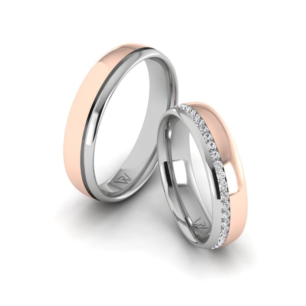 CommitmentLink Rose Gold and White Crystal Wedding Rings from Dalloz Stone