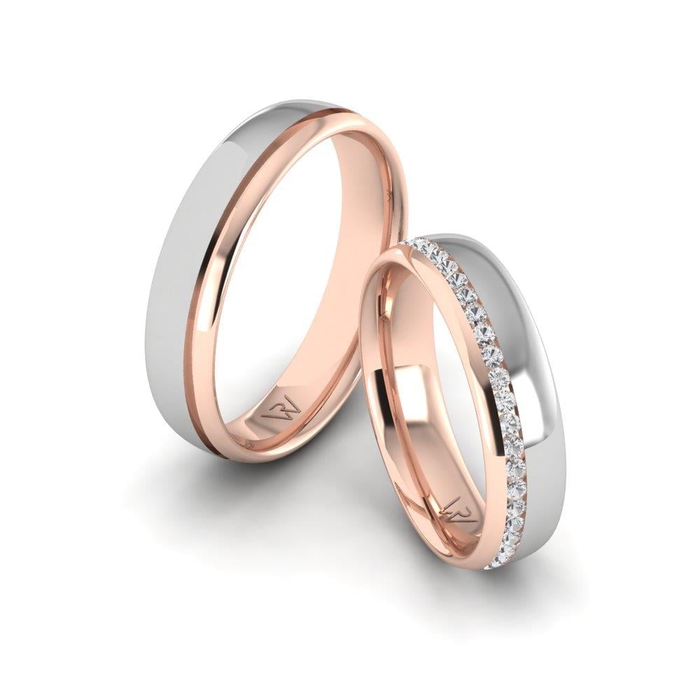 CommitmentLink White Gold and Rose Crystal Wedding Rings from Dalloz Stone