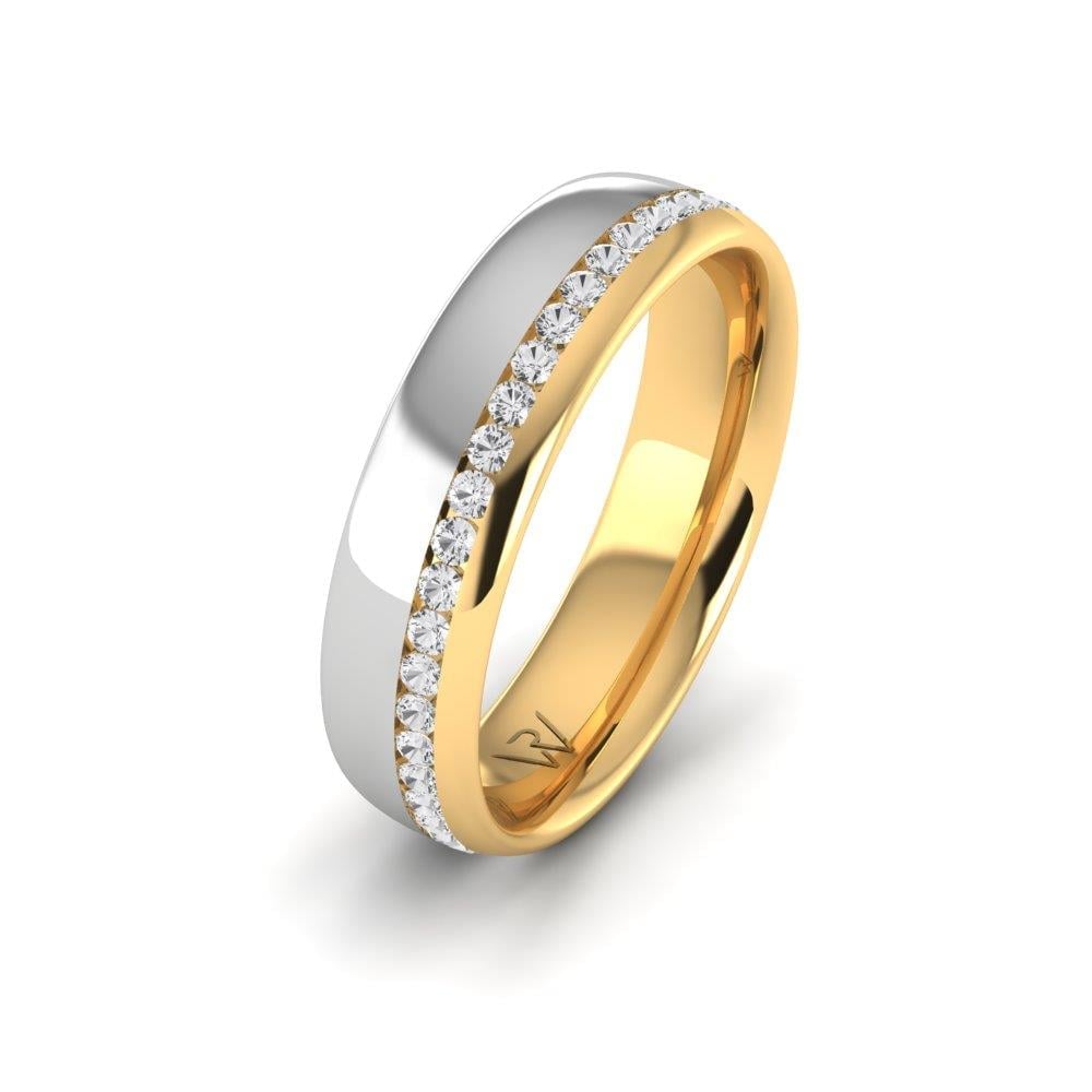 Womens wedding rings with stones CommitmentLink Yellow Gold and White Dalloz Stone