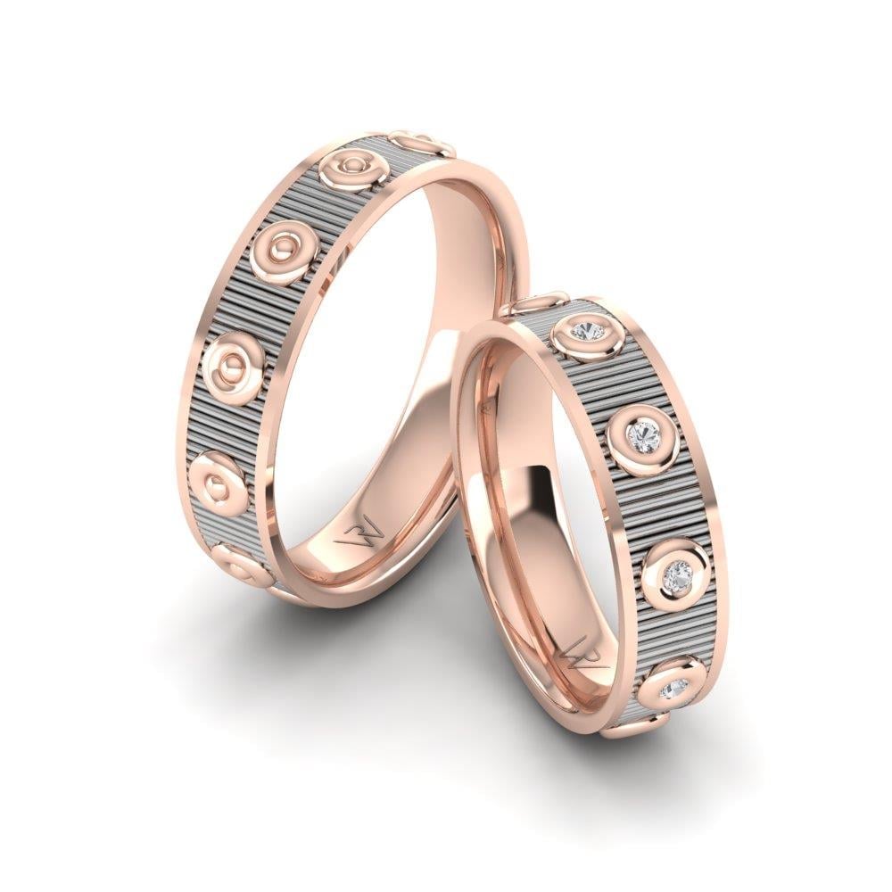 Wedding rings with Endlessio Rose Gold and White Dalloz Stone stones