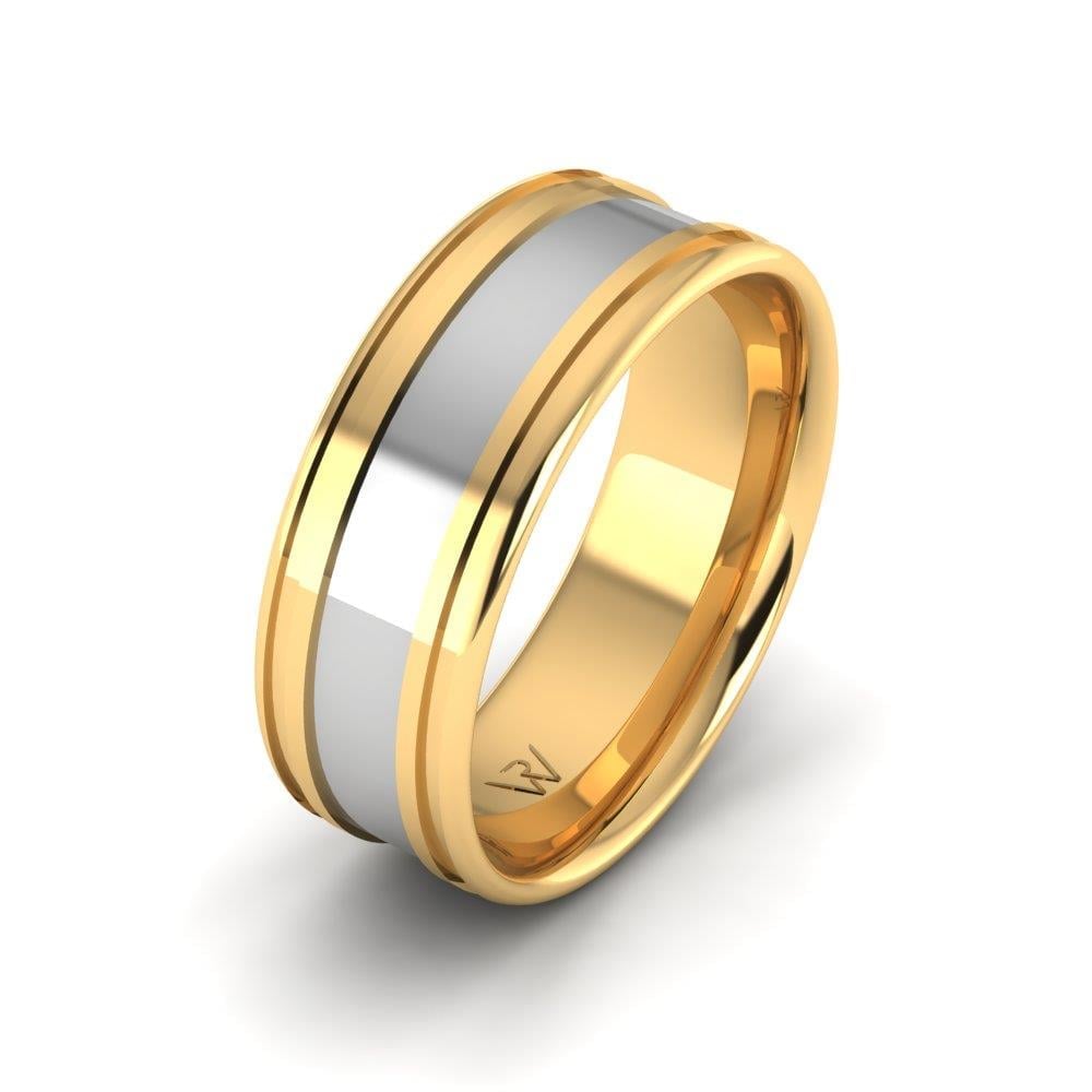Alliances modernes homme Enlovant Or Jaune et Blanc 