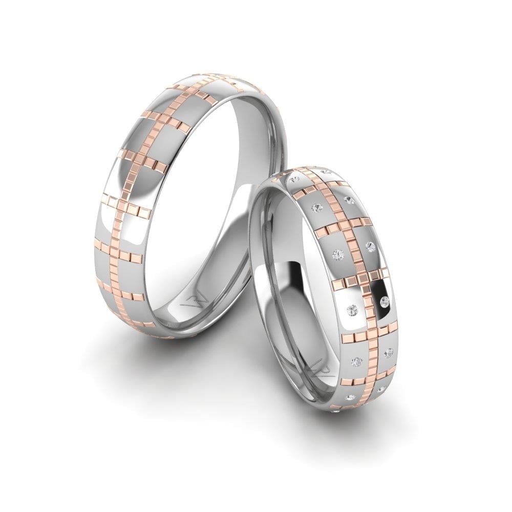 Wedding rings with stones Eternify White Gold and Pink Crystal from Dalloz Stone