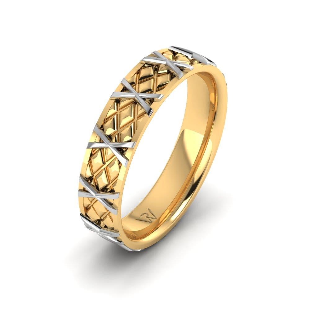 Alliances modernes homme Forevera Or Jaune et Blanc 