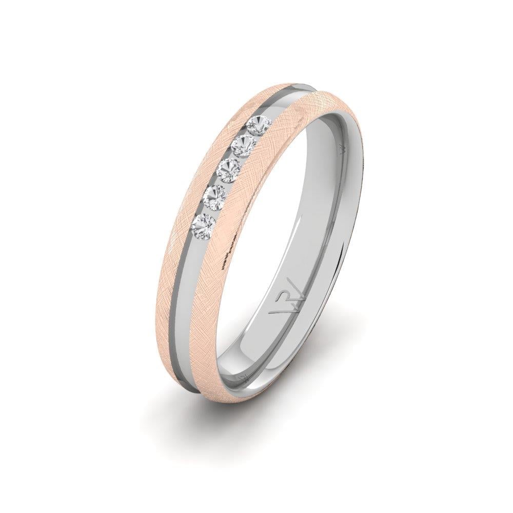 Wedding rings with stones for women Infiniteshine White Gold and Pink Crystal from Dalloz Stone