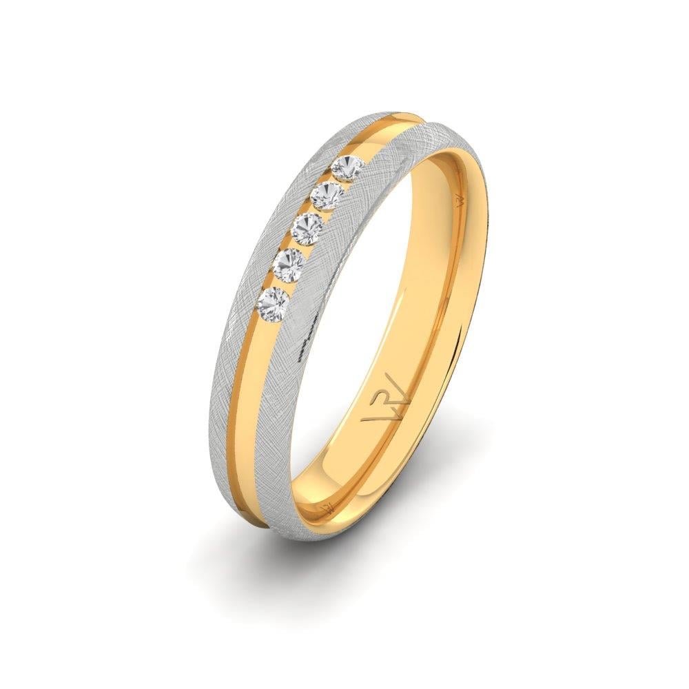 Wedding rings with stones for women Infiniteshine Yellow Gold and White Dalloz Stone