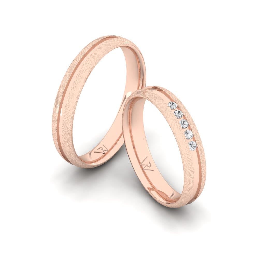 Wedding rings with Infiniteshine stones Rose Gold Dalloz Stone