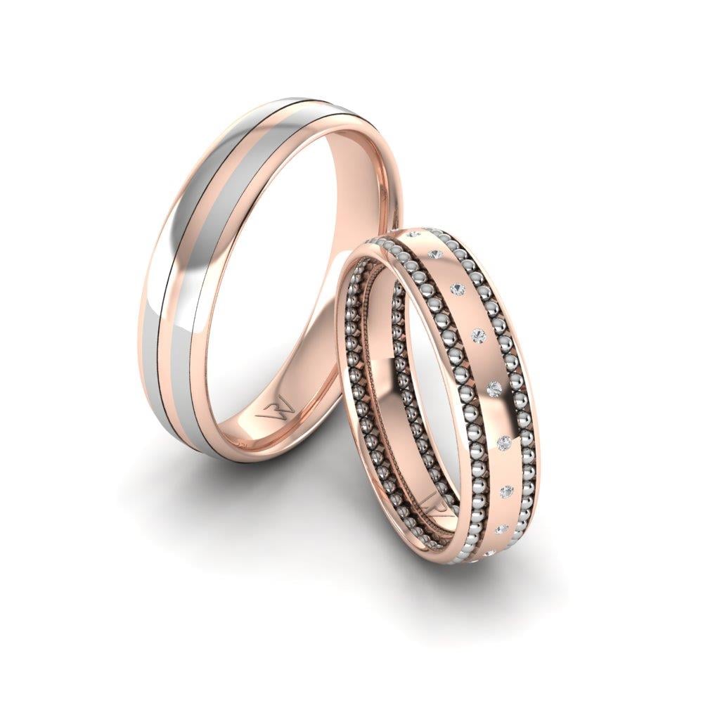 Alliances avec pierres Lovelit Or Rose et Blanc Pierre Dalloz