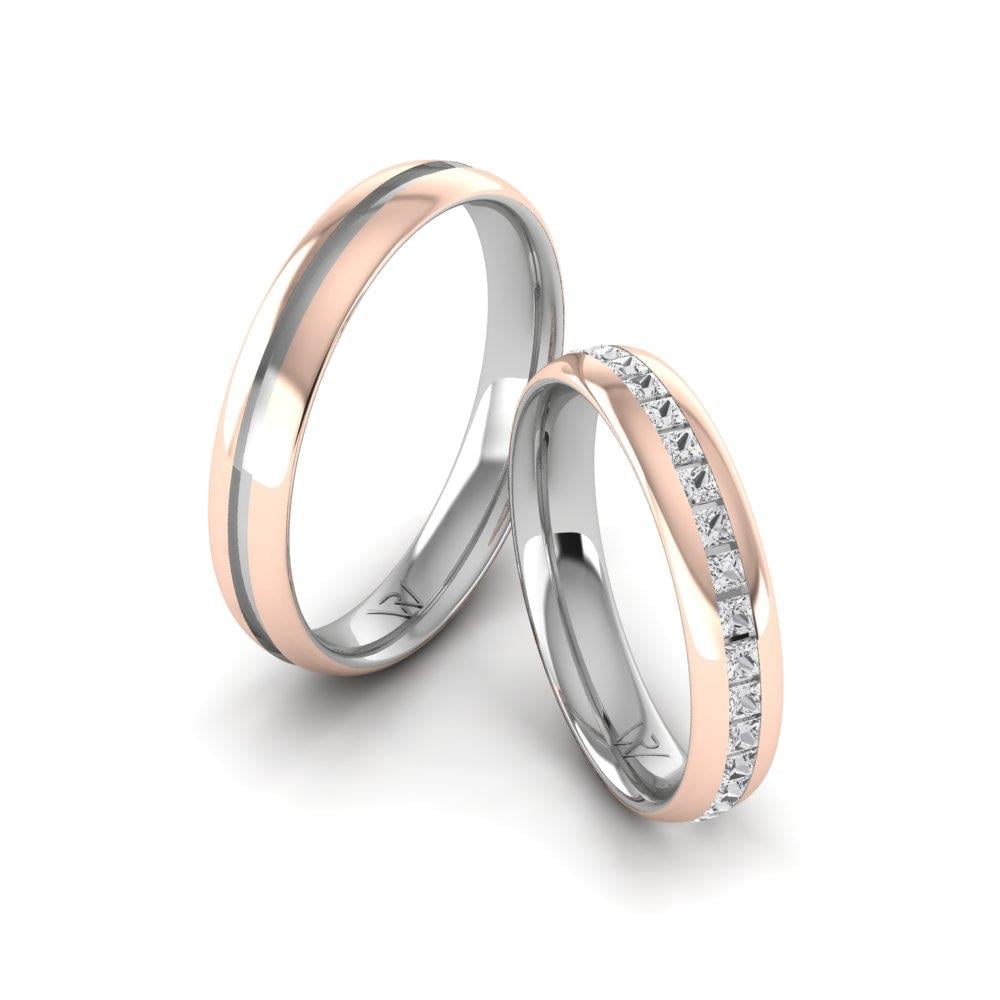 Alliances avec pierres PassionBond Or Blanc et Rose Pierre Dalloz