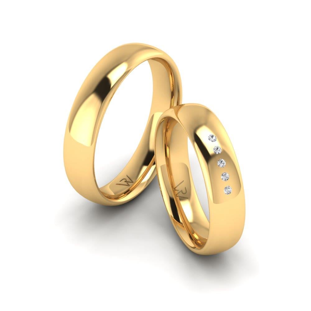 Wedding rings with stones PureHearts Yellow Gold Dalloz Stone