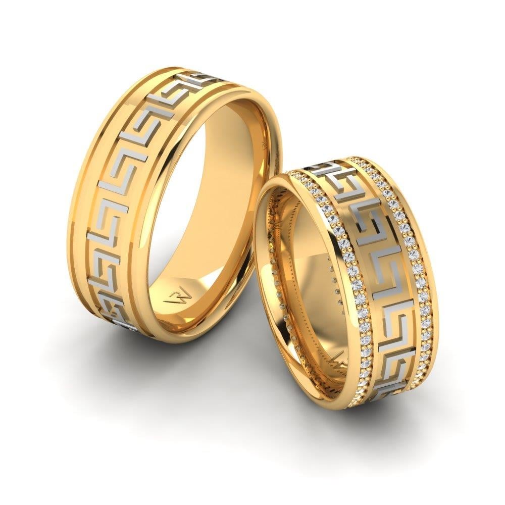 Wedding rings with Reveriecircle Yellow Gold and White Dalloz Stone stones