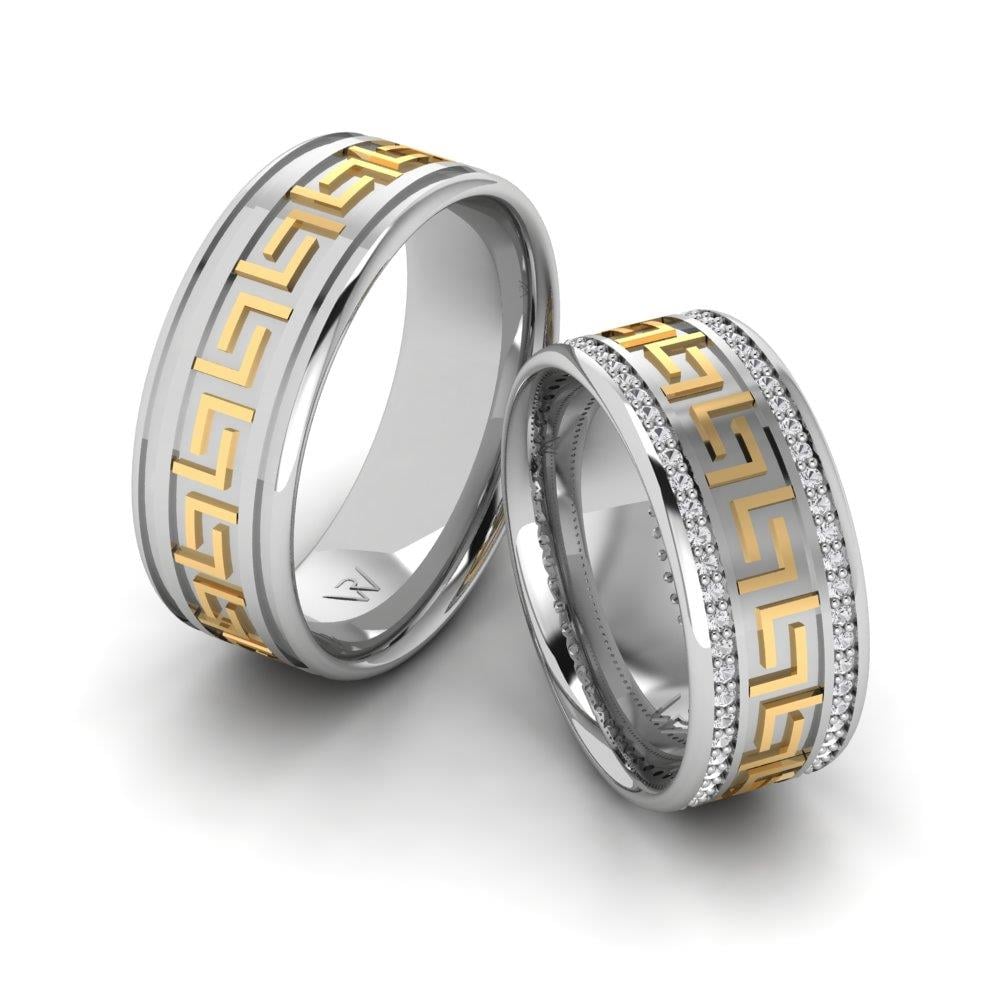 Wedding rings with Reveriecircle White Gold and Yellow Dalloz Stone stones