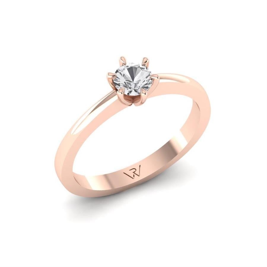 Solitaires Belle Or Rose Argent Diamant 0.30 ct