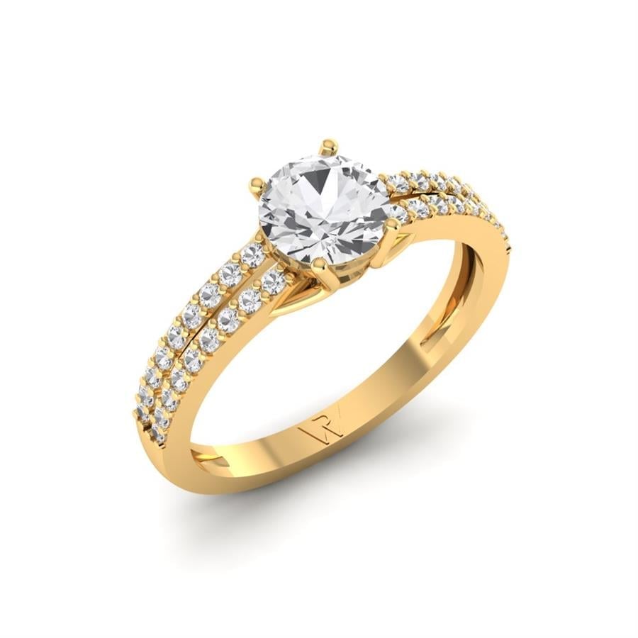 Solitaires Éblouissante Argent Plaqué Or Jaune Oxyde de zirconium 1.1 ct