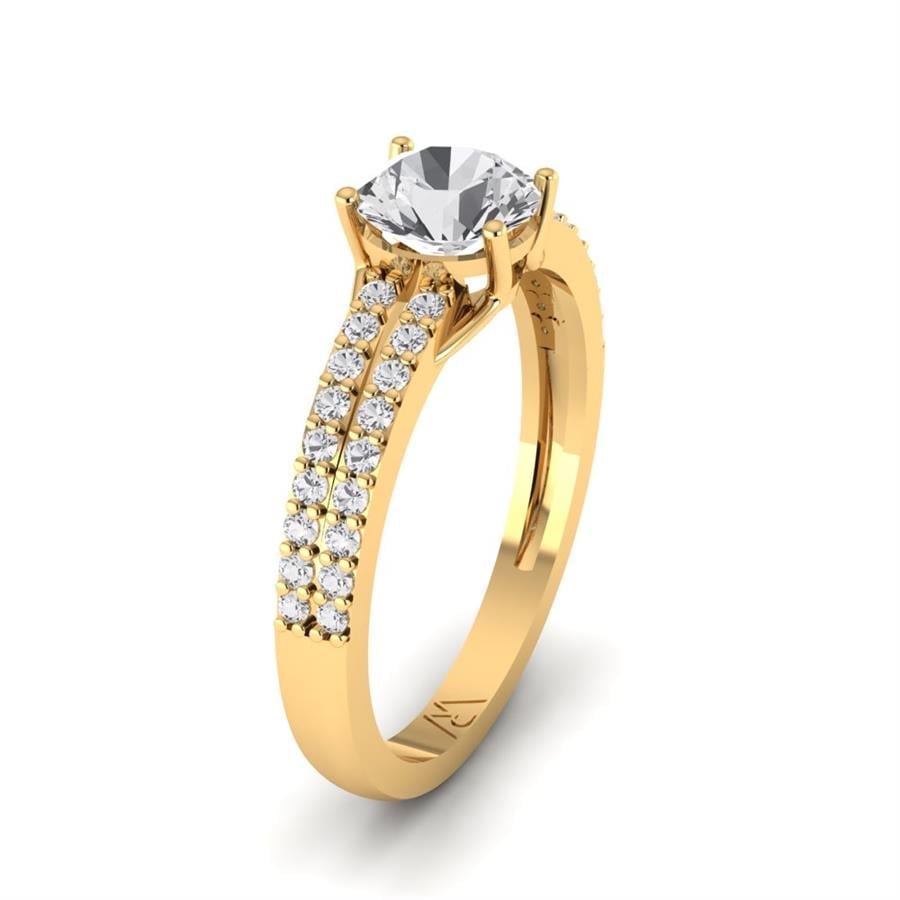 Solitaires Éblouissante Argent Plaqué Or Jaune Oxyde de zirconium 1.1 ct