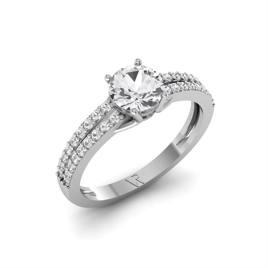 Solitaires Éblouissante Argent Rhodié Blanc Oxyde de zirconium 1.1 ct