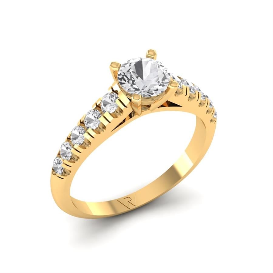 Solitaires Éclat Argent Plaqué Or Jaune Oxyde de zirconium 0.6 ct