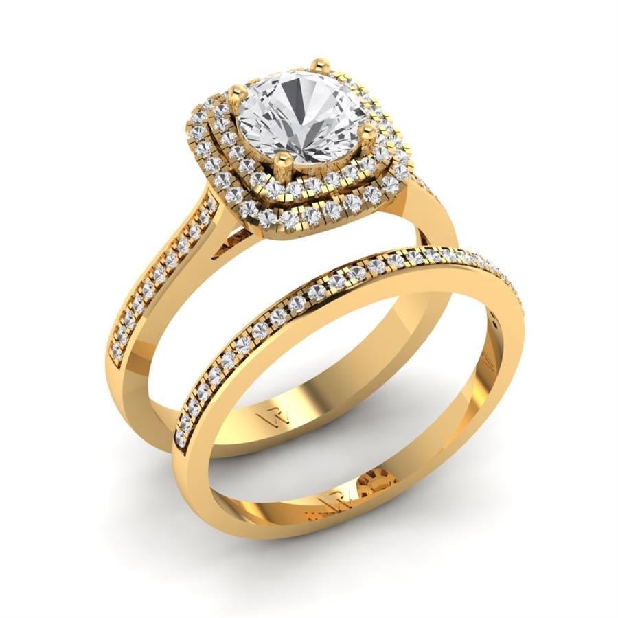 Solitaires Rayonne Argent Plaqué Or Jaune Oxyde de zirconium 1,27 ct