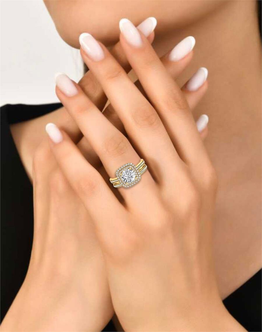 Solitaires Rayonne Argent Plaqué Or Jaune Oxyde de zirconium 1,27 ct