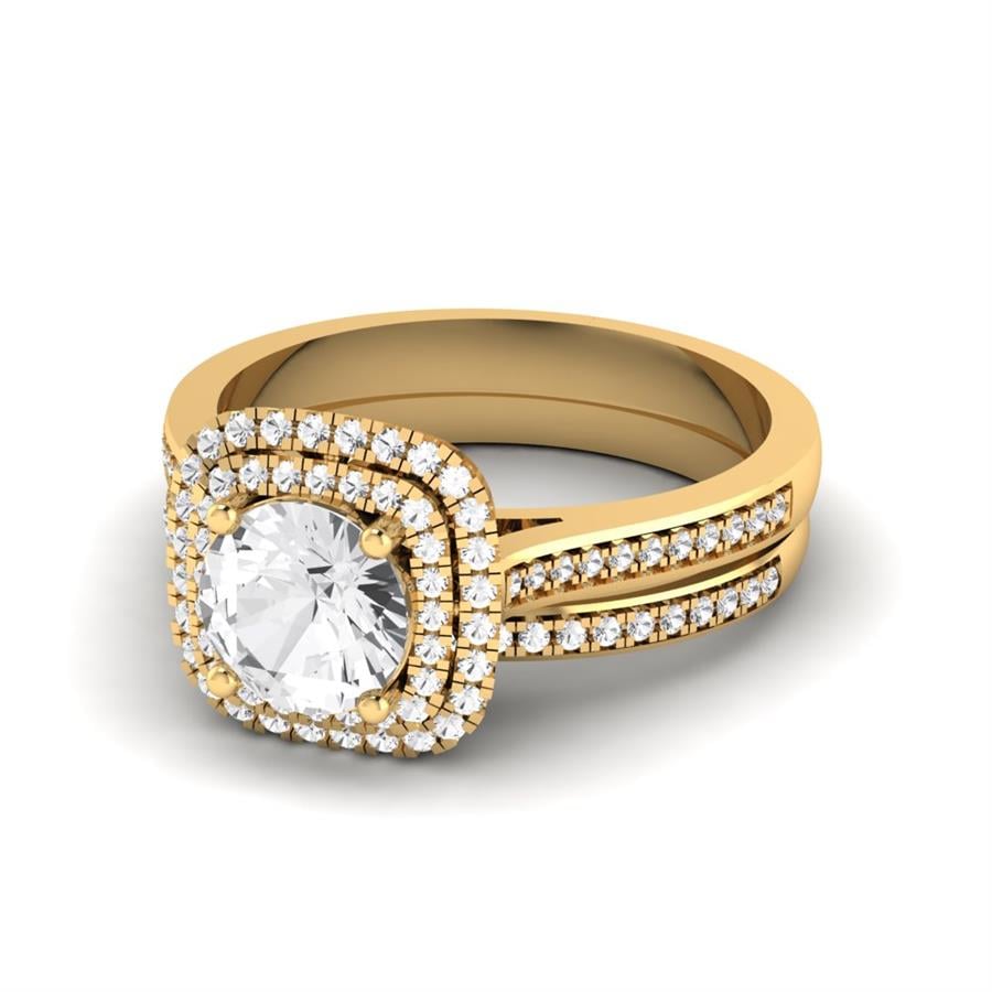 Solitaires Rayonne Argent Plaqué Or Jaune Oxyde de zirconium 1,27 ct