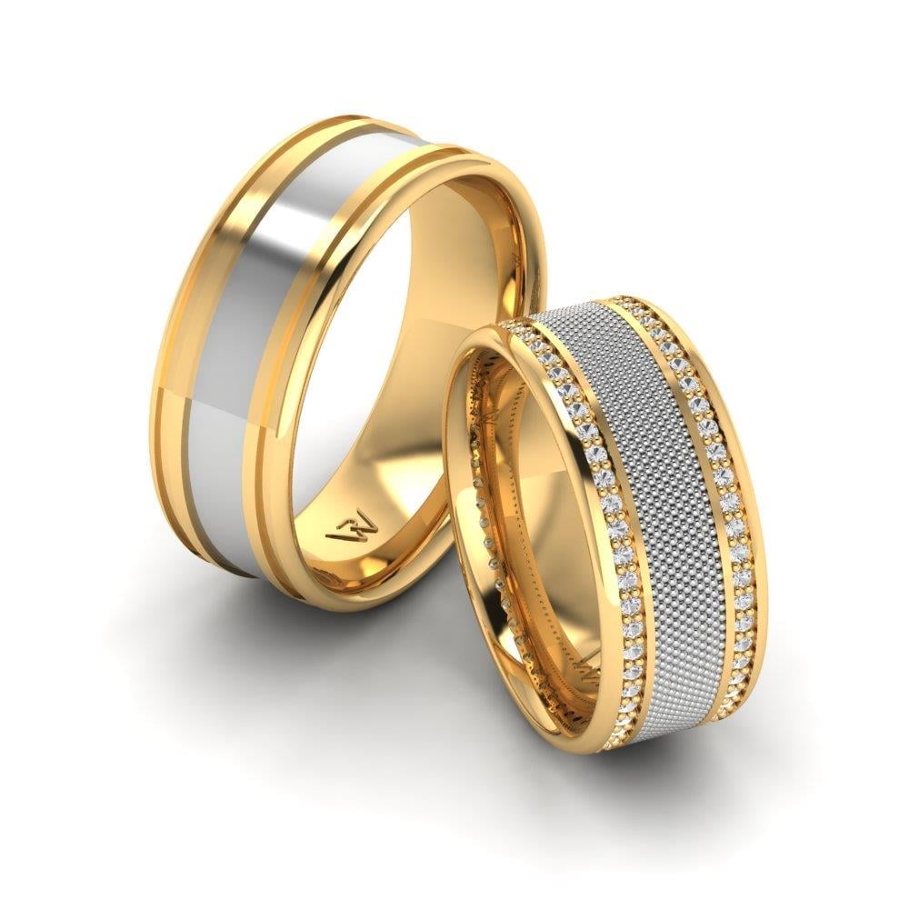 Alliances avec pierres Weddingwave Or Jaune et Blanc Pierre Dalloz