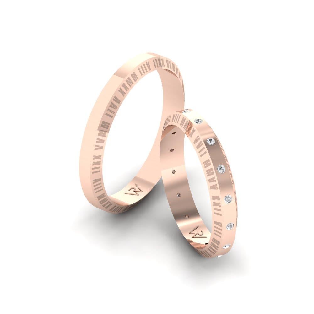 Wedding rings with stones Whisperingbloom Rose Gold Dalloz Stone