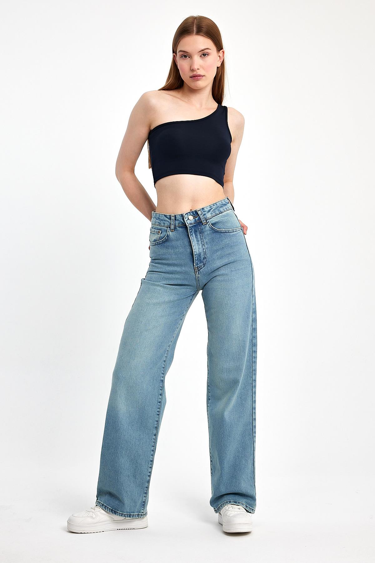 Wide Leg Denim Pantolon