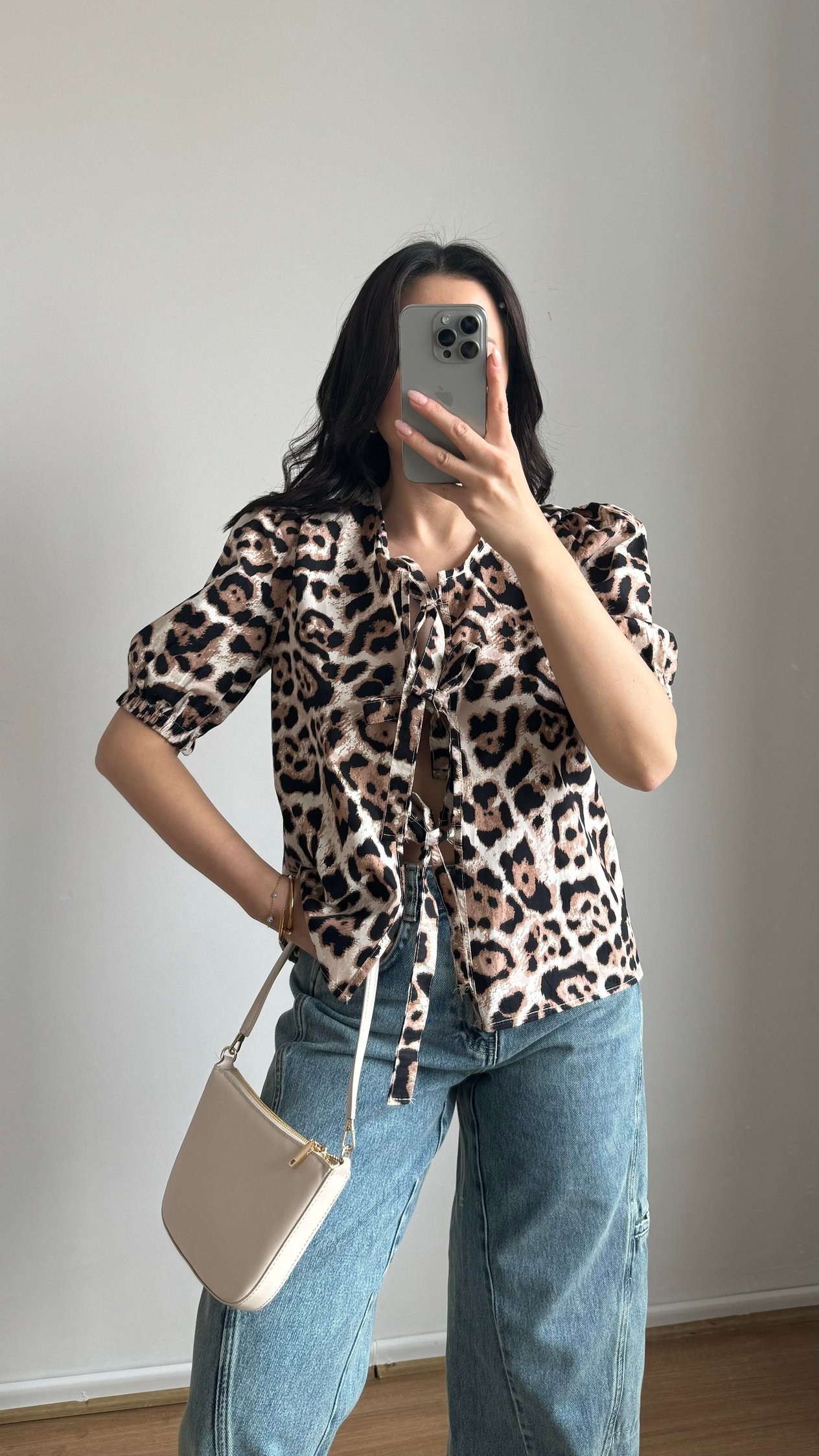 Bağcıklı Leopar Gömlek