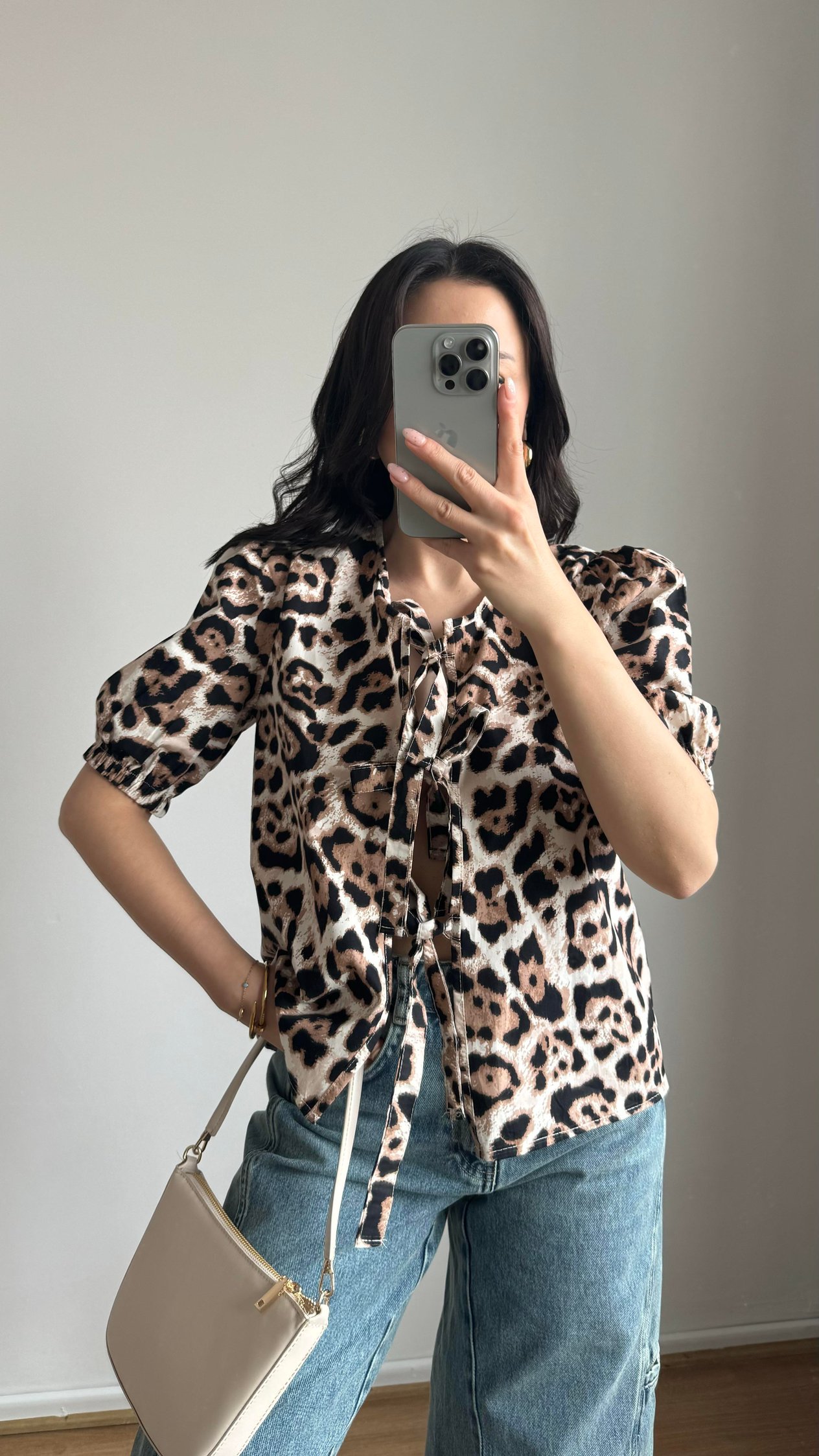 Bağcıklı Leopar Gömlek