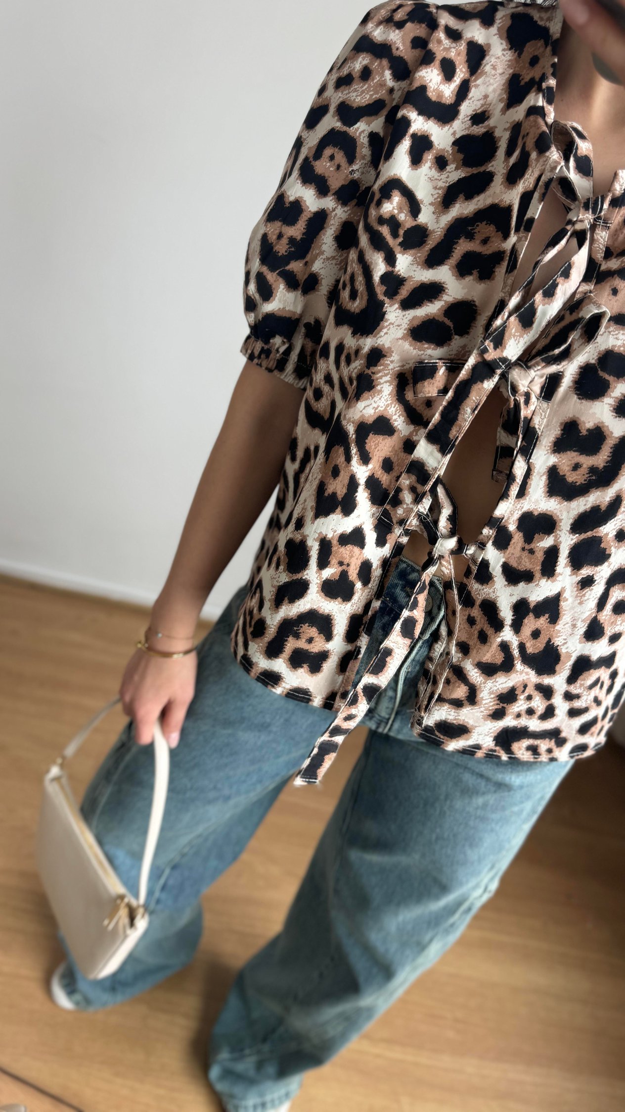 Bağcıklı Leopar Gömlek