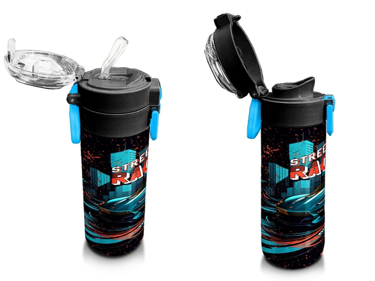 Coral High 500 ml Erkek Çocuk Pipetli Termos/Matara - Nefti Yarış Arabası Desenli - Çift Kullanım Özelliği 31966