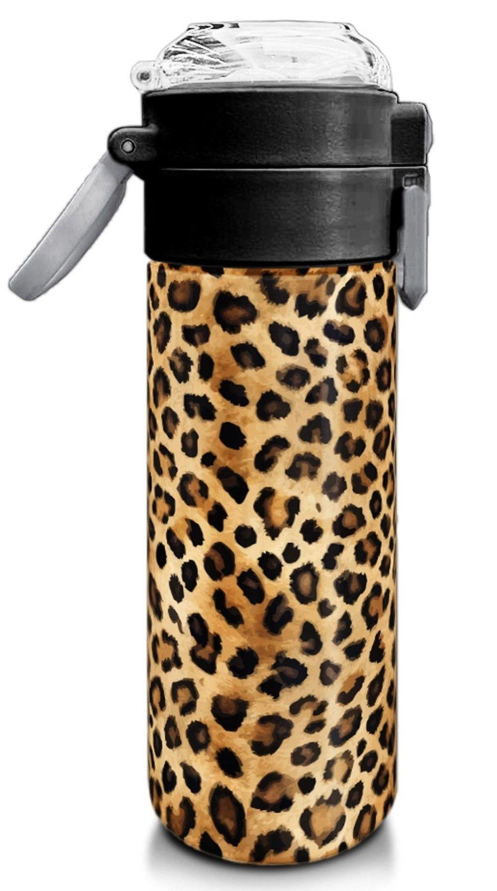 Coral High 500 ml Kahverengi Leopar Desenli  - Kız Çocuk Paslanmaz Çelik Okul Termosu/Suluk/Matara 31881