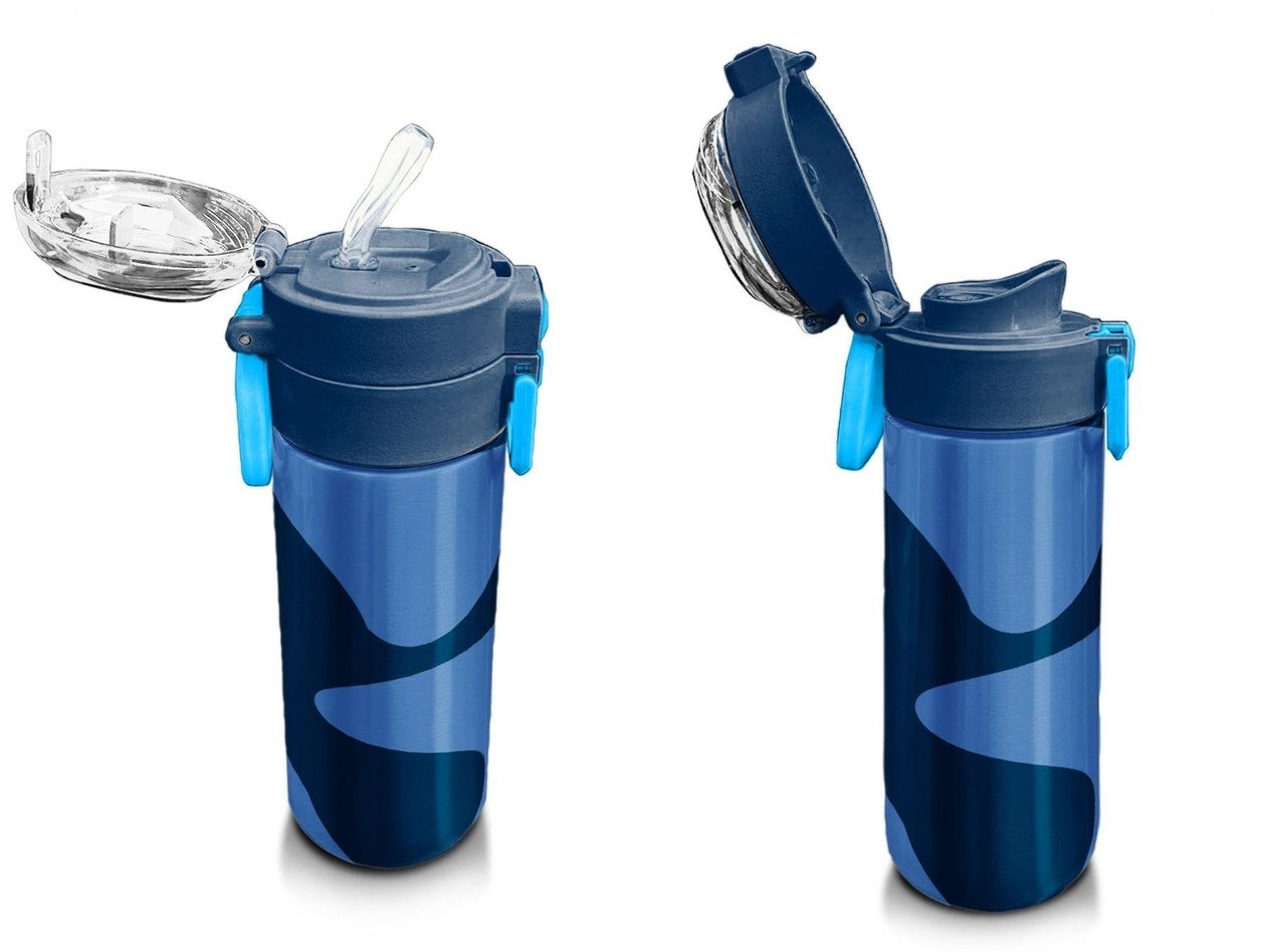 Coral High 500 ml Lacivert Mavi Desenli  - Erkek Çocuk Paslanmaz Çelik Okul Termosu/Suluk/Matara 31888