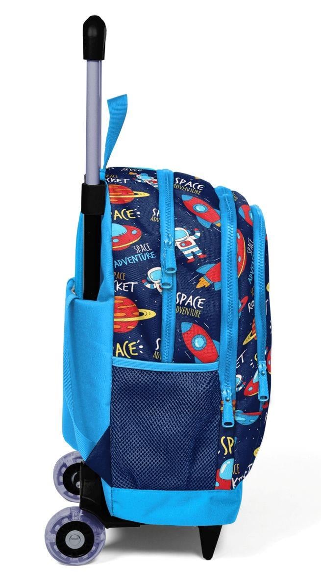 Coral High Astronot ve Uzay Baskılı Çekçek Okul Çantası - Işıklı Tekerlekler - Erkek