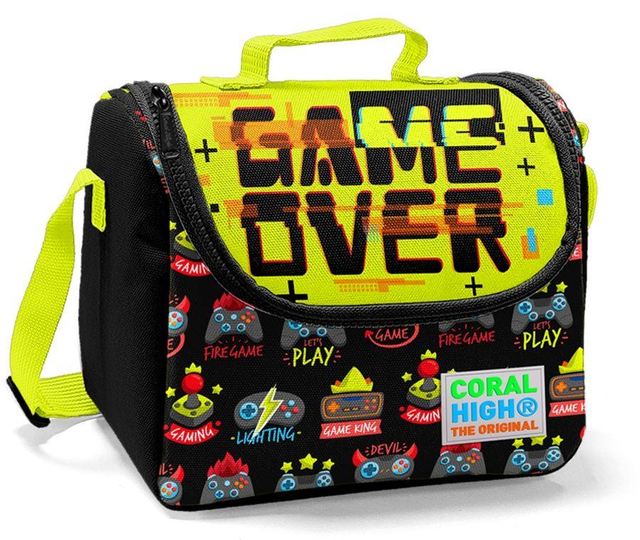 Coral High Game Over Baskılı Okul Çantası ve Beslenme Çantası Seti - Erkek Çocuk - USB Soketli