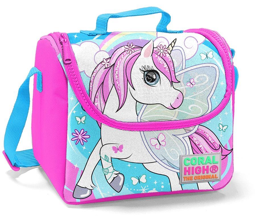 Coral High Mavi Unicorn Baskılı Kız 3'lü İlkokul Çanta Seti