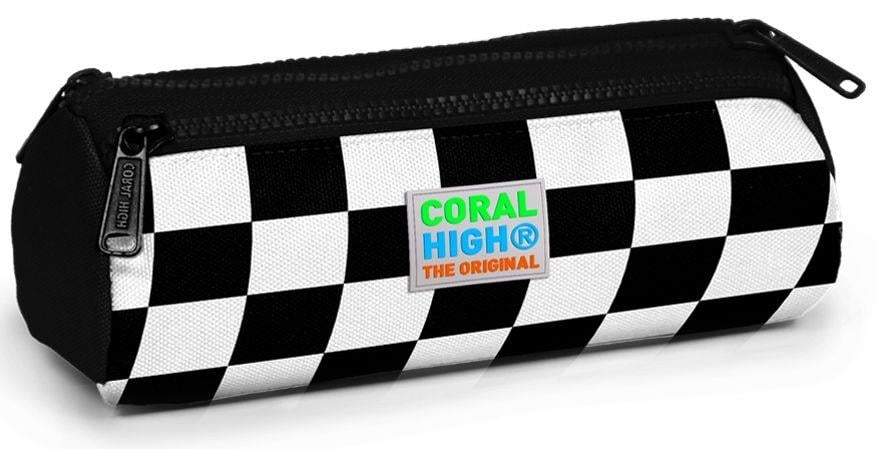 Coral High Siyah Damalı İlkokul Sırt Çantası ve Kalemlik Seti - USB Soketli