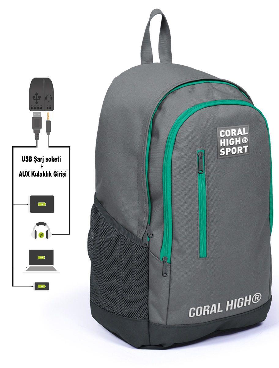 Coral High Sport Gri Okul ve Günlük Sırt Çantası