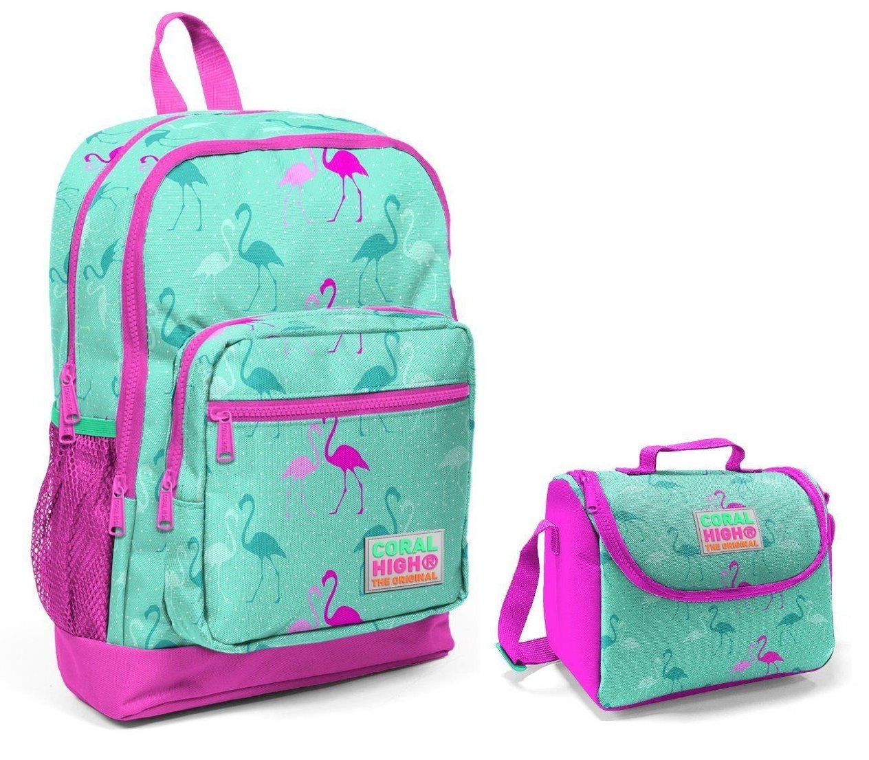 Coral High Yeşil Flamingo İlkokul Çantası ve Beslenme Seti - Kız Çocuk
